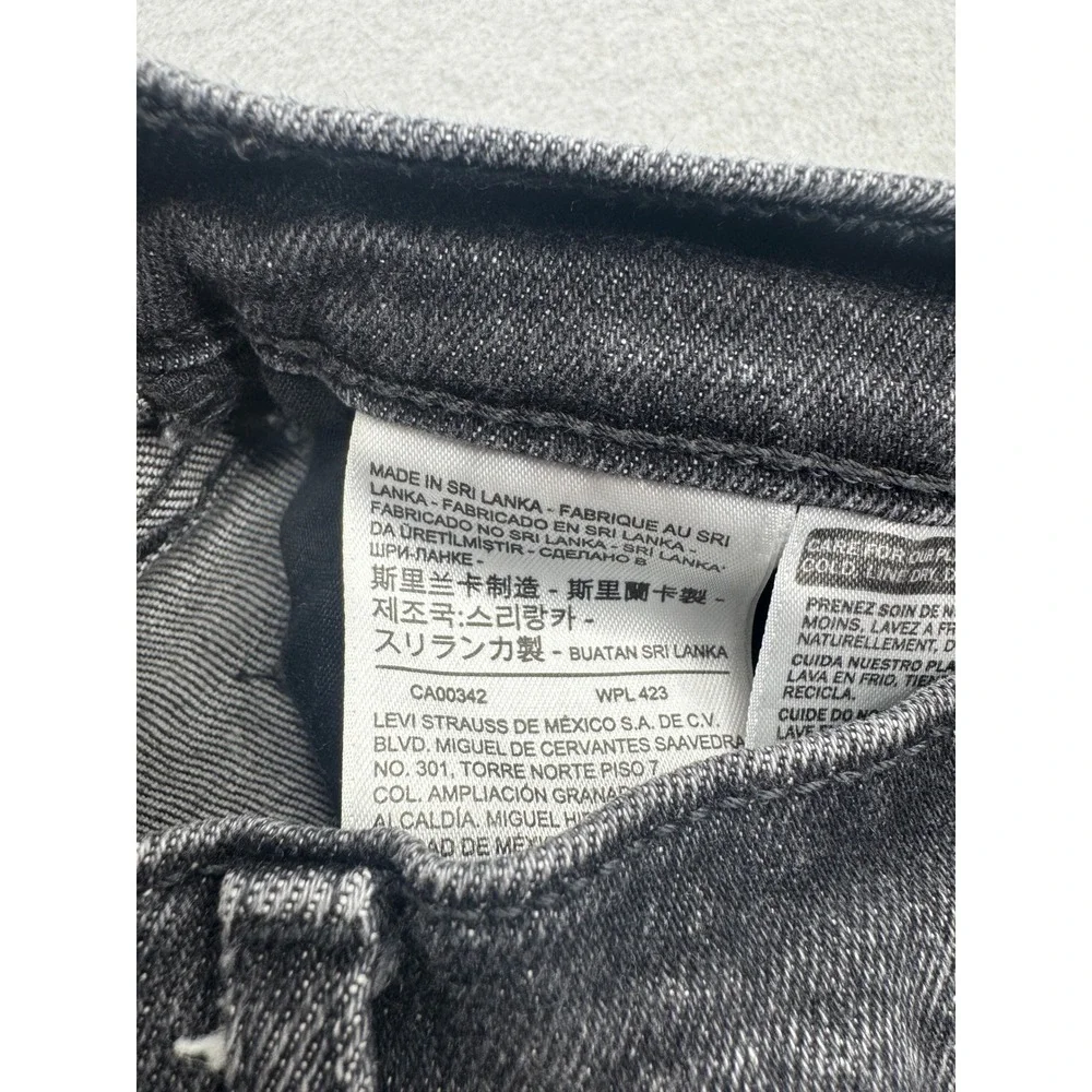Levis Wedgie Skinny High Rise Black Jeans Raw Hem Button Fly Womens 27 (27x26)